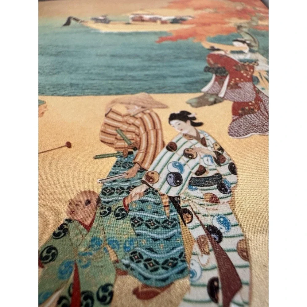 Japanese Kano School Four Seasons Address Book Folding Screen Art Boxed VTG
